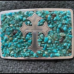 Turquoise chip Belt Buckle
